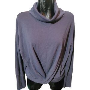 Apana Draped Neck Activewear Yoga Sweatshirt With Twist Fabric Front XL